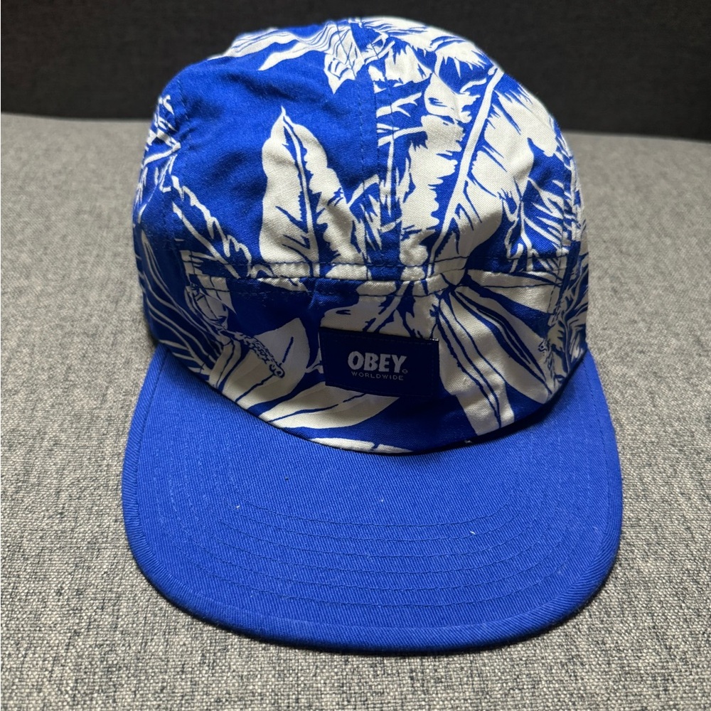 🆕OBEY HAT - royal blue and white print